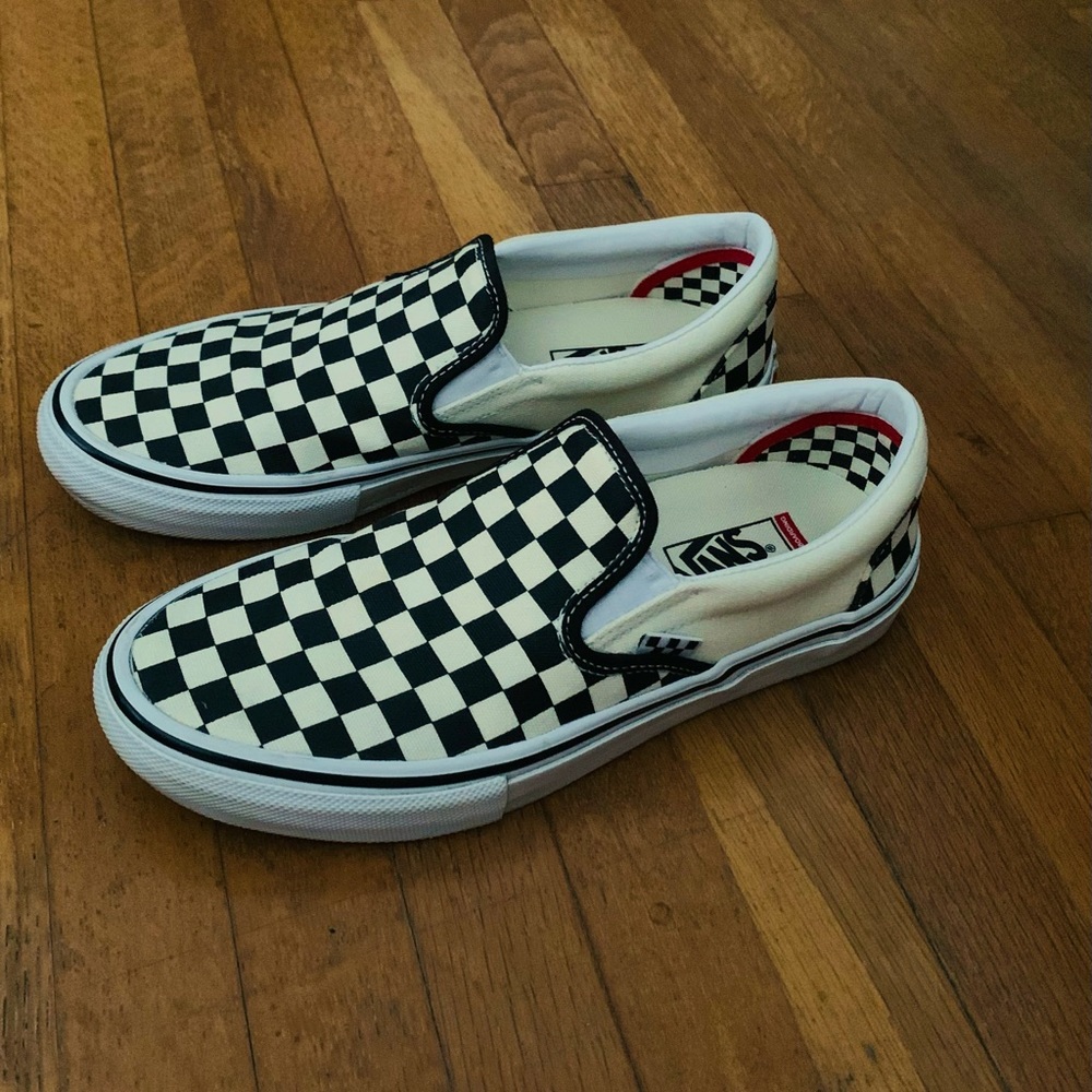 Used Vans Checkered Slip On shoes with Pop Cush - Size 9.5